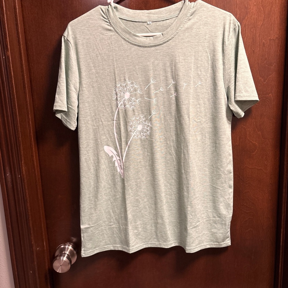 Light Sage Green Dandelion Graphic Tee
